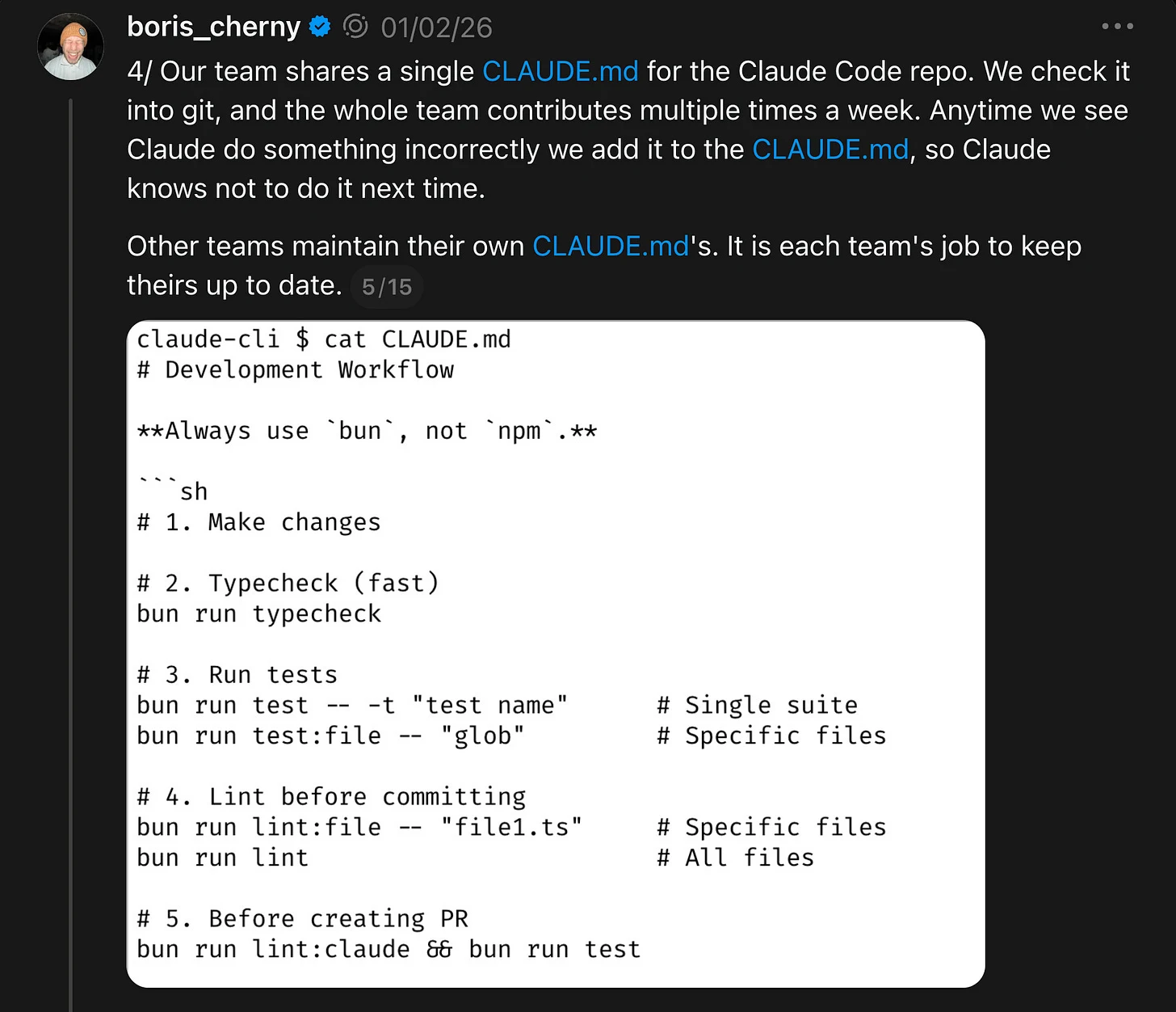 Boris simple CLAUDE.md